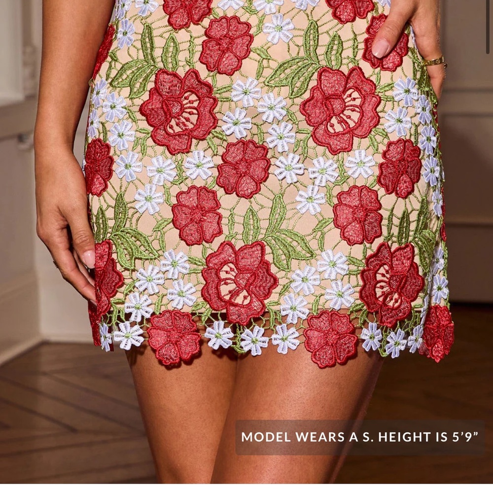 Vici Red and Green Floral Mini Skirt